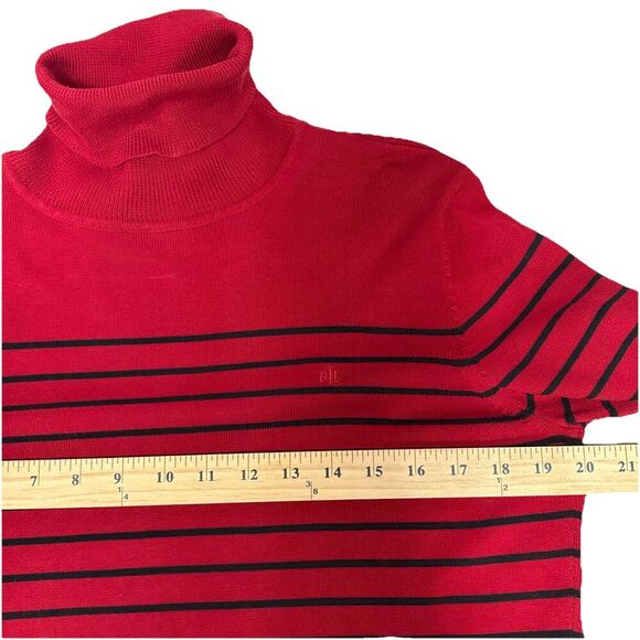 Lauren Ralph Lauren Womens Turtleneck Sweater  Red Striped Size XL Cotton preppy - Picture 8 of 12
